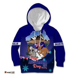 Australia Day Kid Hoodie 2024 Proud To Be Australian Flag Color