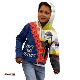 ANZAC Lest We Forget Zip Up Hoodie Kid All Gave Some, Some Gave All