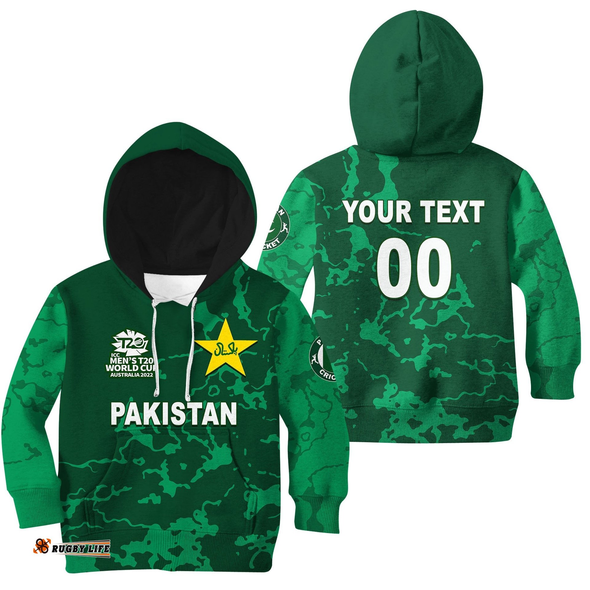 Custom Personalised And Number Pakistan Cricket Jersey Hoodie KID