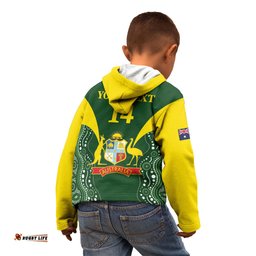 Custom Australia Cricket Kid Hoodie 2024 World Cup Go Aussie Green Version