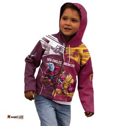 Custom Sea Eagles And Broncos Rugby Kid Hoodie Sporty Style