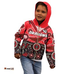 Custom Text And Number Dragons Rugby Hoodie KID Indigenous Pattern Artsy Version
