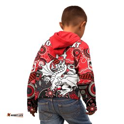 Custom Text And Number Dragons Rugby Hoodie KID Indigenous Pattern Artsy Version