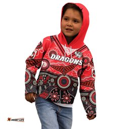 Custom Text And Number Dragons Rugby Hoodie KID Indigenous Pattern Artsy Version