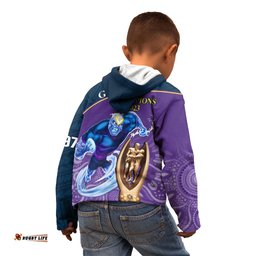 Storm Rugby Kid Hoodie Go Champions Mascot With Polynesian Indigenous Art