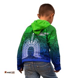 Torres Strait Islanders Kid Zip Up Hoodie Turtle and Dhari Mask