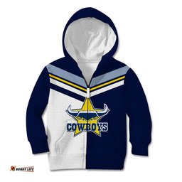 Custom Text And Number NRL Cowboys Kid Hoodie Mix Jersey