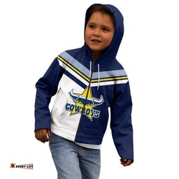 Custom Text And Number NRL Cowboys Kid Hoodie Mix Jersey