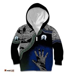 Black And White Aboriginal Torres Strait Islanders Flag Kid Hoodie