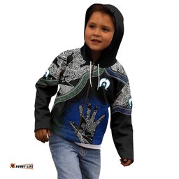 Black And White Aboriginal Torres Strait Islanders Flag Kid Hoodie