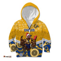Custom Eagles Football Christmas Kid Hoodie Merry Xmas Mix Aboriginal Art