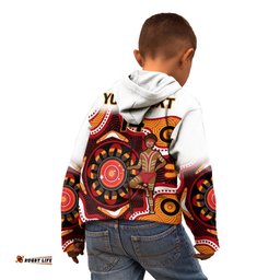 Custom Text And Number Australia Indigenous Rugby Kid Hoodie All Stars Aborigine Dreamtime White Version