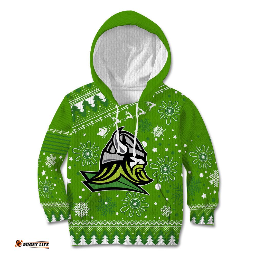 Raiders Rugby Kid Hoodie The Mighty Green Machine Christmas Vibe