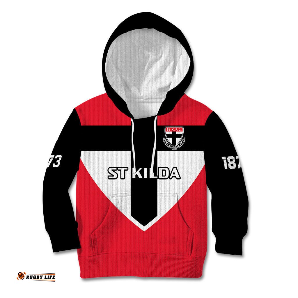 Personalised St Kilda Football Kid Hoodie Saints 150th Anniversary Sporty Style