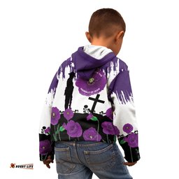 Australia Animal Heroes ANZAC Kid Hoodie Purple Poppy We Will Remember Them