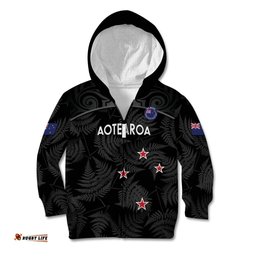 Custom New Zealand Silver Fern Football Kid Hoodie Summer 2024 Olympic Go Aotearoa