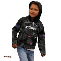 Custom New Zealand Silver Fern Football Kid Hoodie Summer 2024 Olympic Go Aotearoa