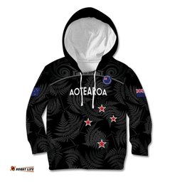 Custom New Zealand Silver Fern Football Kid Hoodie Summer 2024 Olympic Go Aotearoa