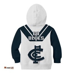 Carlton Football Kid Hoodie Go Blues White Simple Style