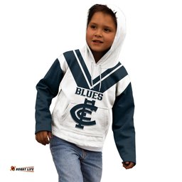 Carlton Football Kid Hoodie Go Blues White Simple Style
