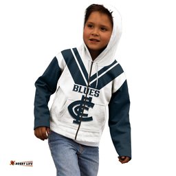 Carlton Football Kid Hoodie Go Blues White Simple Style