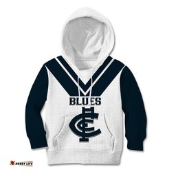 Carlton Football Kid Hoodie Go Blues White Simple Style