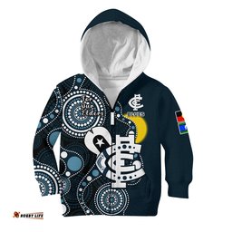 Carlton Football NAIDOC Hoodie KID Blues For Our Elders Indigenous Art