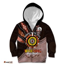 Fire Burning Together NAIDOC 2024 Kid Hoodie Indigenous Art