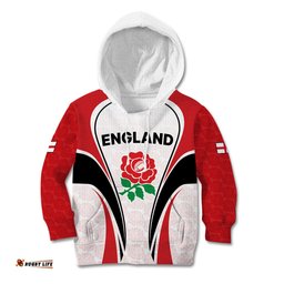 Custom England Rugby Kid Hoodie Come On Red Rose Word Cup
