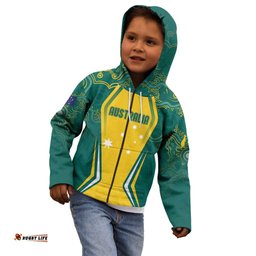 Australia 2024 Olympics Custom Kid Hoodie Rise of the Roos Aboriginal Style