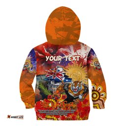 Personalised Australia Rugby Tigers ANZAC Kid Hoodie Wests Scratch Style
