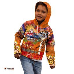 Personalised Australia Rugby Tigers ANZAC Kid Hoodie Wests Scratch Style
