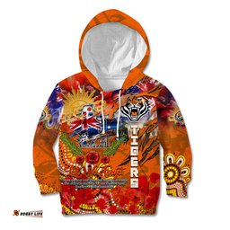 Personalised Australia Rugby Tigers ANZAC Kid Hoodie Wests Scratch Style
