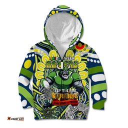 Custom NAIDOC Week 2024 Raiders Kid Hoodie Mascot Rugby