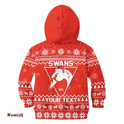 Custom Personalised Swans Football Christmas Hoodie KID Sydney Indigenous Merry Xmas