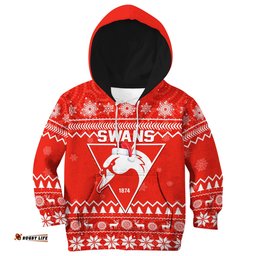 Custom Personalised Swans Football Christmas Hoodie KID Sydney Indigenous Merry Xmas