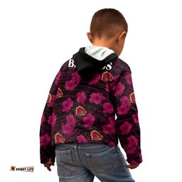 Broncos Rugby Kid Hoodie Polynesian Style With Hibiscus