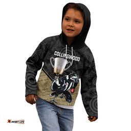 Collingwood Football Kid Hoodie Magpies Go Champions Polynesian Indigenous Art