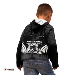 New Zealand Silver Fern Rugby Kid Hoodie Haka Dance With Aotearoa Maori Pattern
