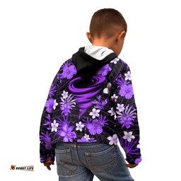 Australian Hurricanes Cricket Kid Hoodie Baeuty Pacific Hibiscus and Polynesian Pattern