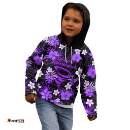 Australian Hurricanes Cricket Kid Hoodie Baeuty Pacific Hibiscus and Polynesian Pattern