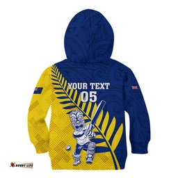 Custom New Zealand Otago Cricket Kid Hoodie With Maori Pattern