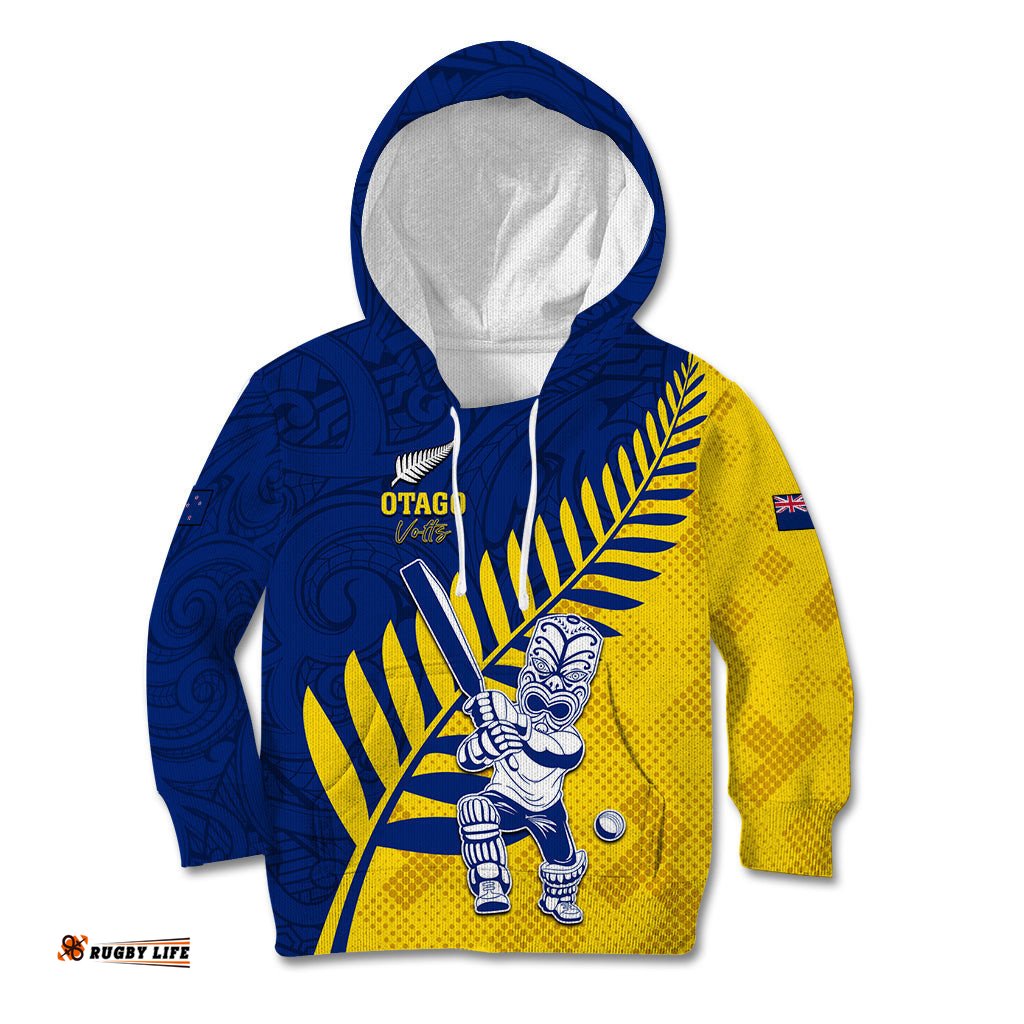 Custom New Zealand Otago Cricket Kid Hoodie With Maori Pattern