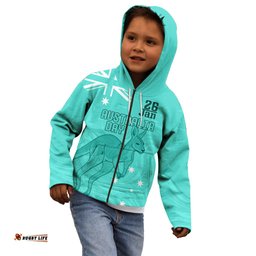 Personalised Matildas Australia Day Kid Hoodie Proud To Be Tillies Turquoise Version
