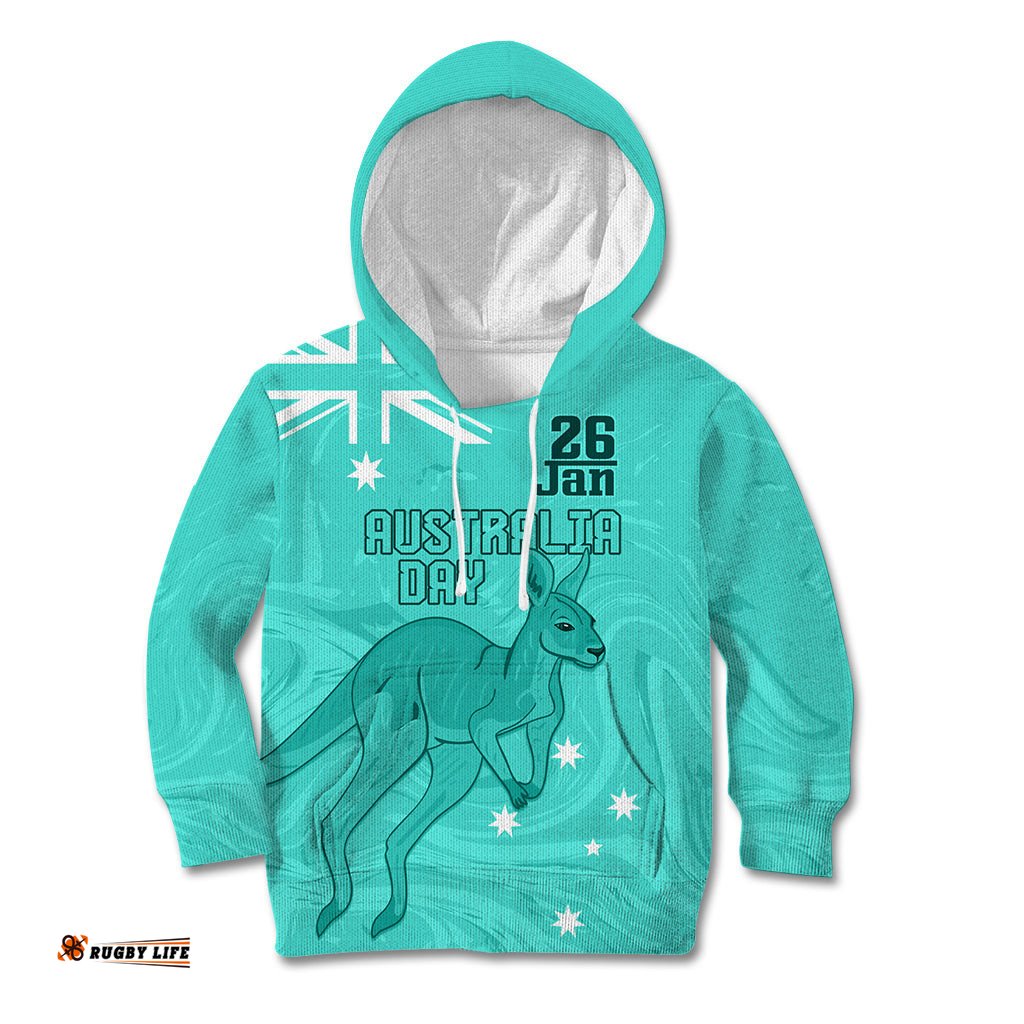 Personalised Matildas Australia Day Kid Hoodie Proud To Be Tillies Turquoise Version