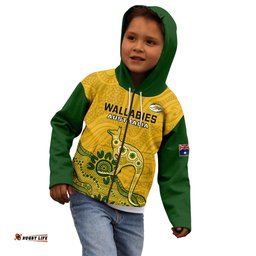 Australia Rugby Kid Hoodie Wallabies Kangaroo Indigenous Art