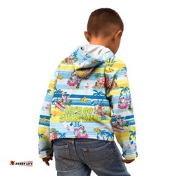 Surfing Christmas Kid Hoodie Tropical Santa Let's Go Surfing