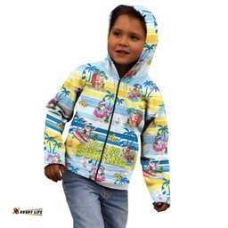 Surfing Christmas Kid Hoodie Tropical Santa Let's Go Surfing