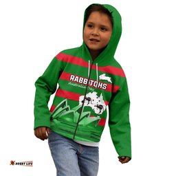Custom Australia Day Rabbitohs Kid Hoodie NRL 2024 Sydney Opera House With Map