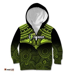 Sydney Thunder Cricket Kid Hoodie Unique Indigenous Art Mix Polynesian Pattern